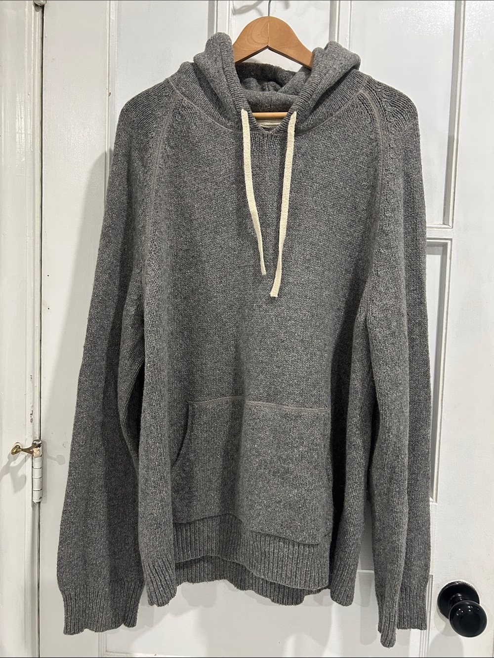 Gap Y2K 2000 Cotton Alpaca Drawstring Hoodie Pullover Sweater in Gray - Size XL